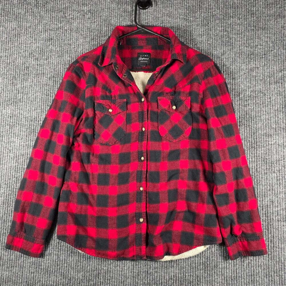 JACHS Girlfriend Buffalo Plaid Sherpa Lined Flannel Jacket Medium